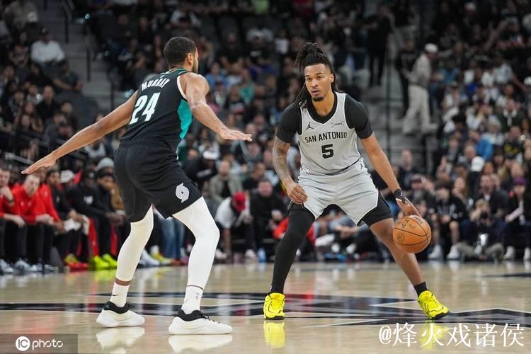 阿夫迪亚29+11+10杨瀚森2分 开拓者险胜马刺